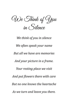 Verse or poem for back of memorial card29
