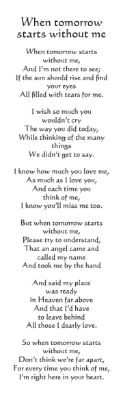 Verse or poem for back of memorial bookmark16