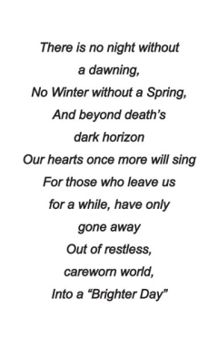 Verse or poem for back of memorial card10