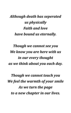 Verse or poem for back of memorial card28