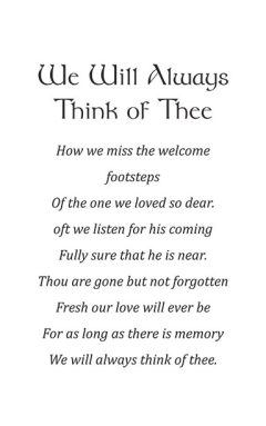 Verse or poem for back of memorial card31