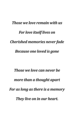 Verse or poem for back of memorial card34