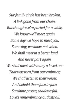 Verse or poem for back of memorial card9