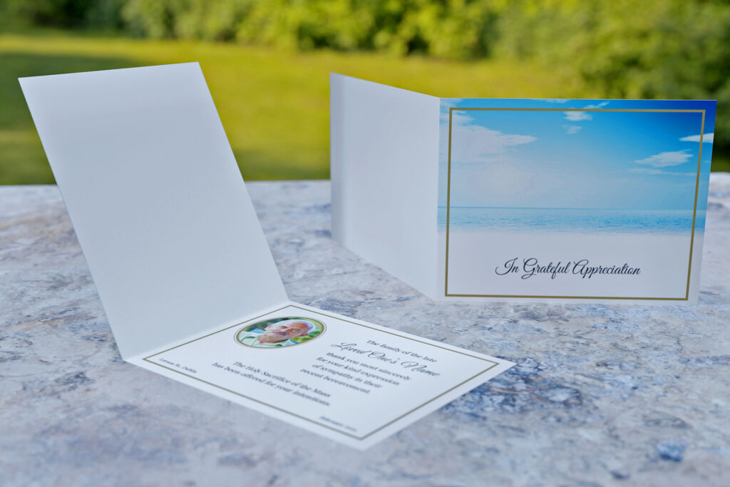 Acknowledgement card with blue sky background