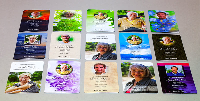 Multiple Wallet Memorial Cards, different designs.