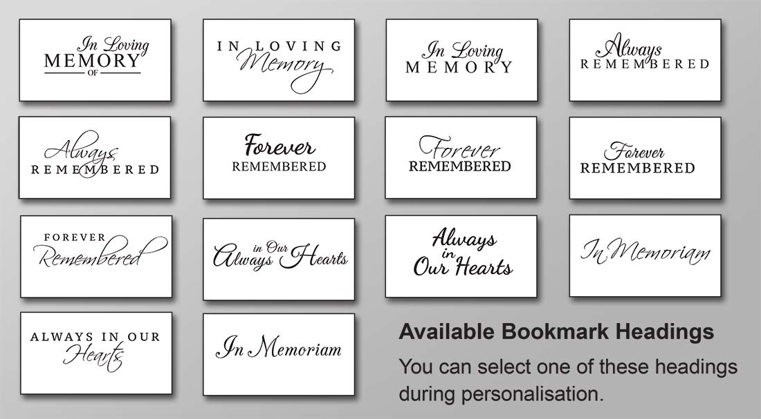 Available Bookmark Headings