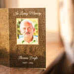 Card with Celtic pattern background and photo on the front