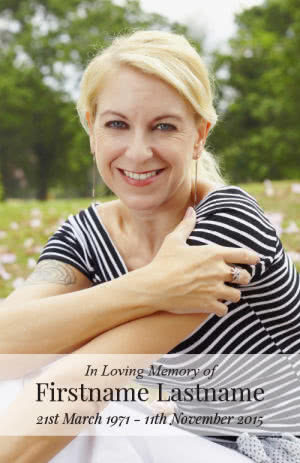 Wallet memorial card with full page photo