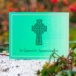 Green acknowledgement card with celtic cross