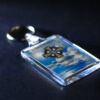 Memorial Keyring - reverse with customisable text, cross and background.