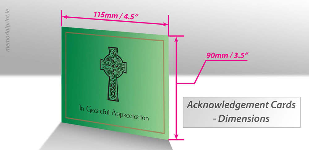 Card with standard dimensions shown, 115mm/4.5" by 90mm / 3.5".