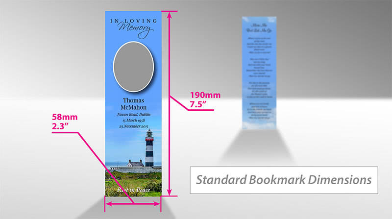 Standard dimensions of memorial bookmarks