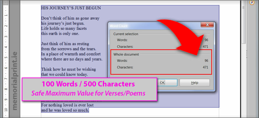 Verse / Poem max word count.