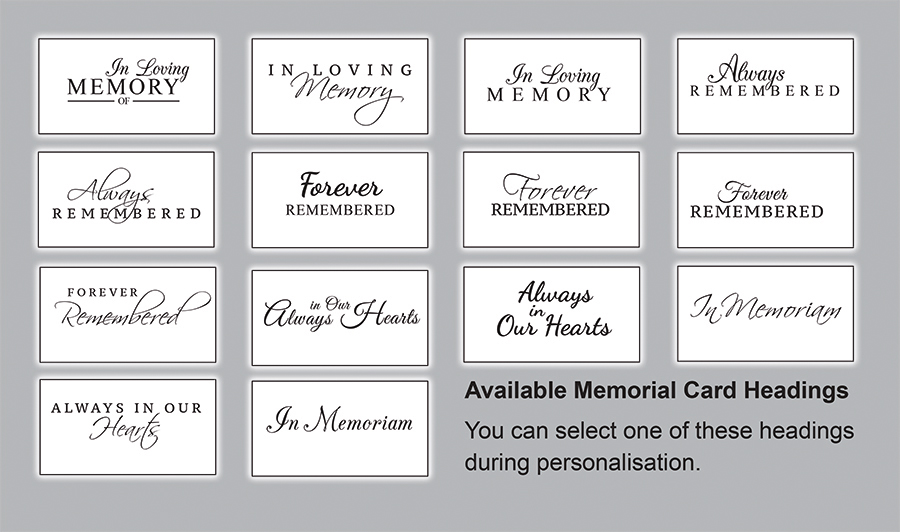 Variety of memorial card decorative headers.