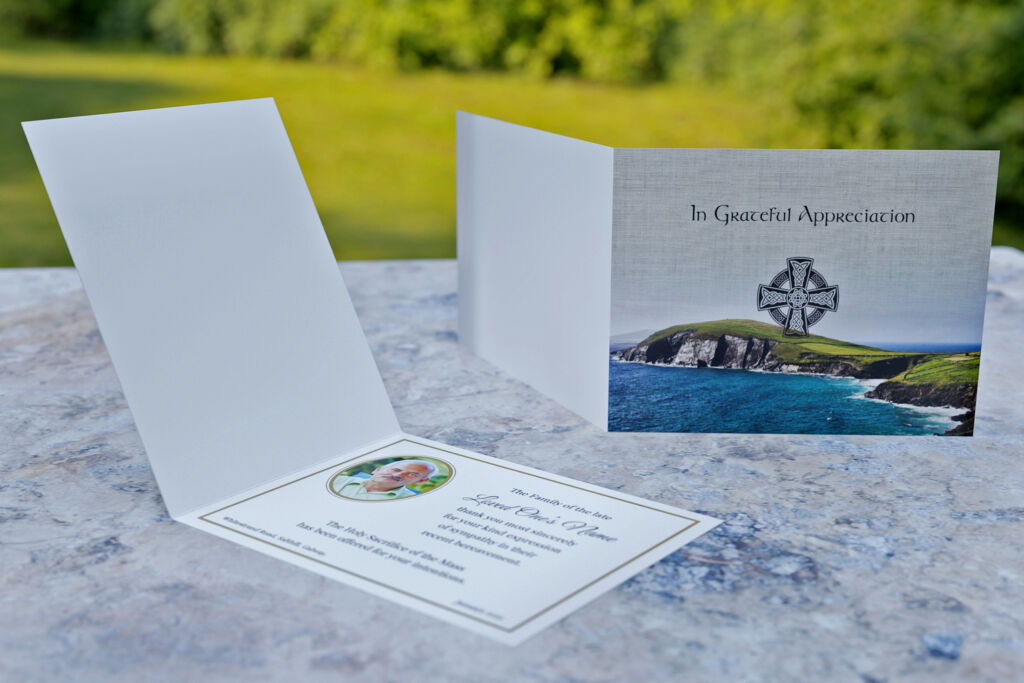 Acknowledgement Card with Irish Celtic cross on the front